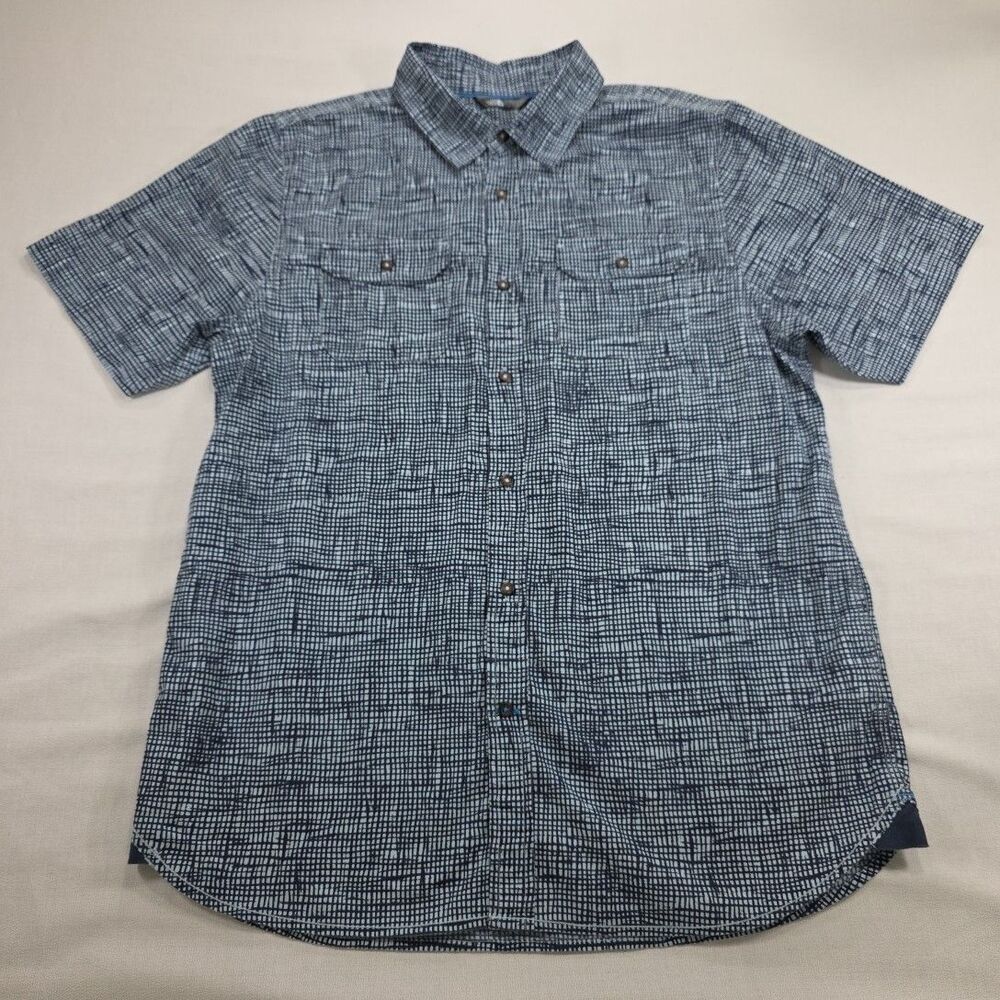 The North Face, Short Sleeve Button up Shirt, Geometric grid pattern, size Large